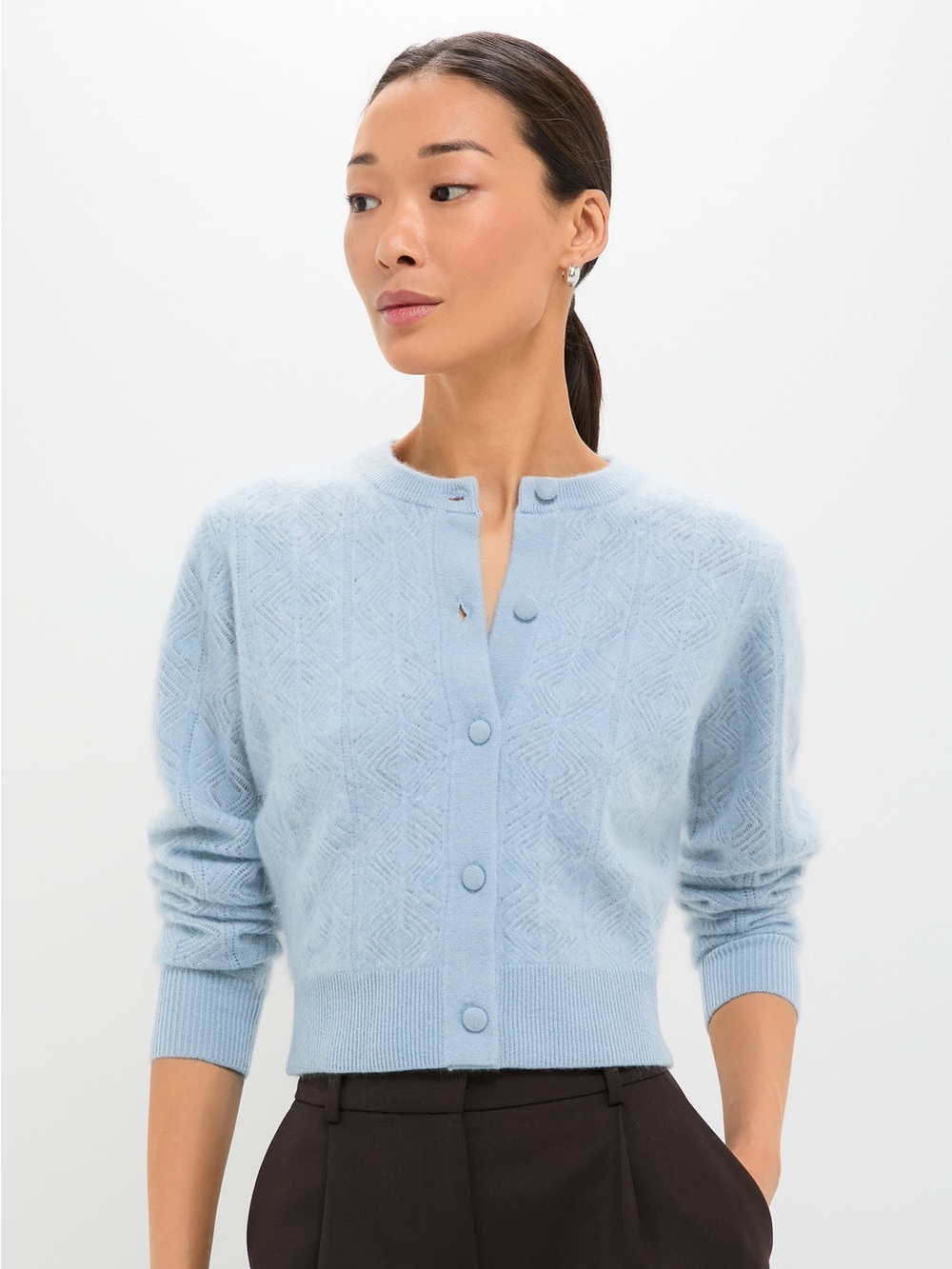 Tuckernuck French Blue Brushed Merino Wool Macy Cardigan Size Medium New